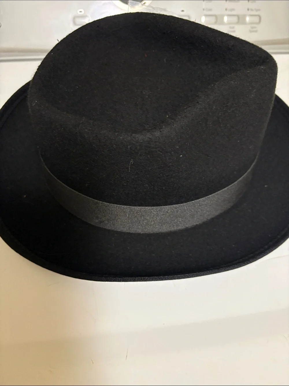 adidas Black Felt Fedora Hat with Pink and Orange Feather